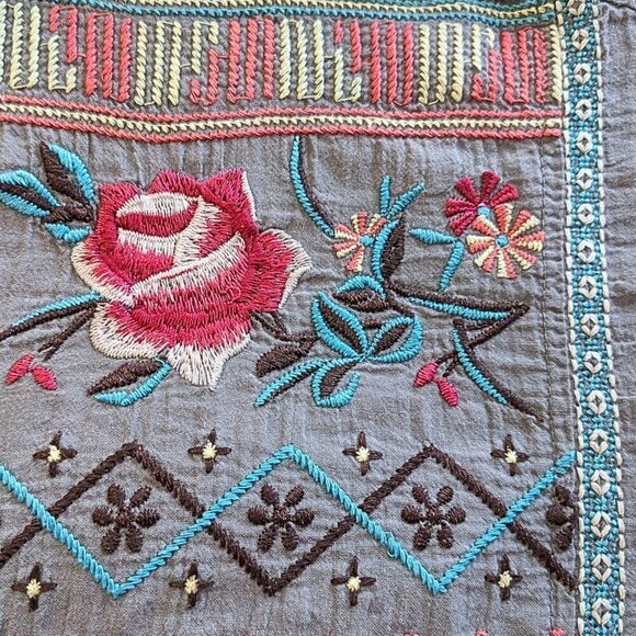 JOHNNY WAS 3J Workshop Prairie Rose Embroidered Button Down Bandit Blouse Sz XS - Picture 4 of 9